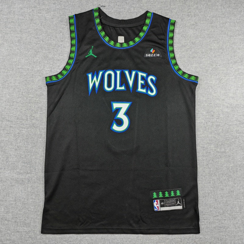 Men's Minnesota Timberwolves Jaden McDaniels #3 Black Swingman Jersey - Statement Edition