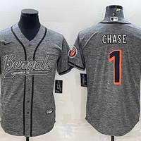Men's Cincinnati Bengals Ja'Marr Chase #1 Grey Fashion Game Jersey1