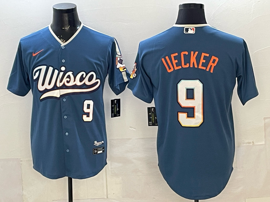Men's Milwaukee Brewers Bob Uecker #9 Mineral Blue 2026 City Connect Stadium Jersey