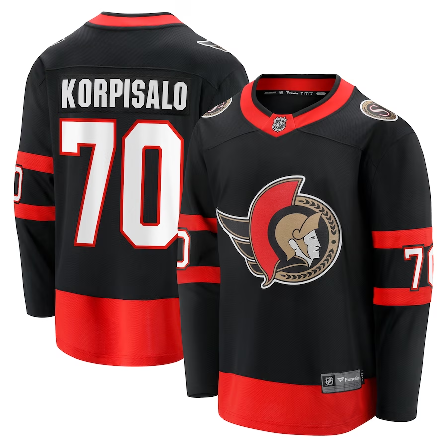 Men's Ottawa Senators Joonas Korpisalo #70 Black Player Jersey1