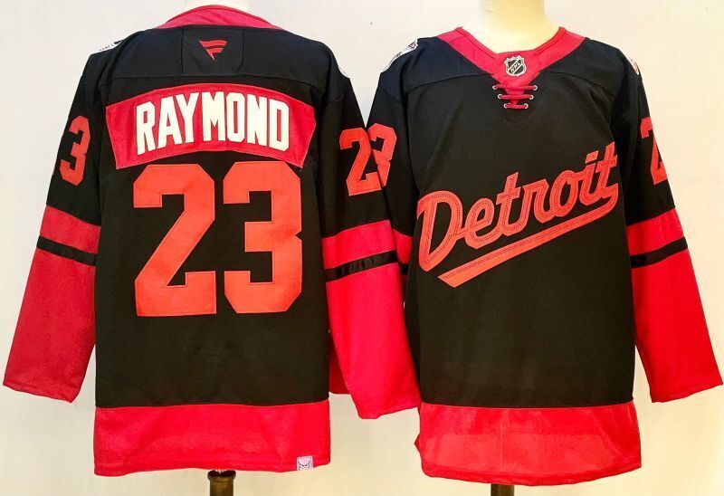 Men's Detroit Red Wings Lucas Raymond #23 Fanatics Black Player Jersey