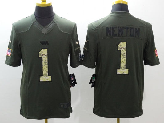 Men's Carolina Panthers Cam Newton #1 Army Green Game Jersey1