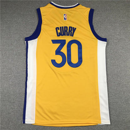 Men's Golden State Warriors Stephen Curry Yellow Fast Break Team Replica Jersey1