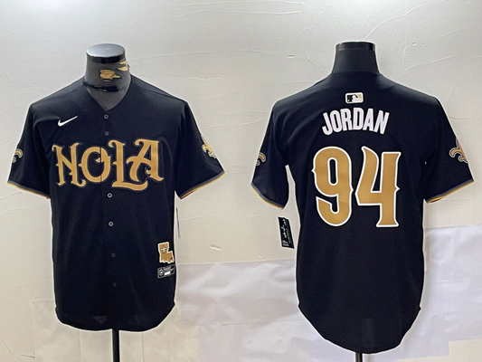 Men's New Orleans Saints Cameron Jordan #94 Black Player Jersey1