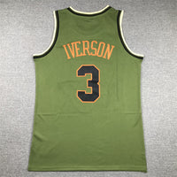 Men's Philadelphia 76ers Allen Iverson #3 Army Green 1996-97 Hardwood Classics Swingman Jersey1