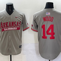 Men's Arkansas Razorbacks Gage Wood #14 Gray Replica Player Jersey