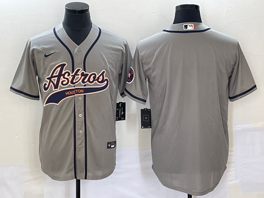 Men's Houston Astros Gray Replica Blank Jersey1 Joint Edition