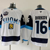 Men's Finland Fanatics 2025 4 Nations Face-Off Aleksander Barkov #16 Fanatics White Premium Jersey