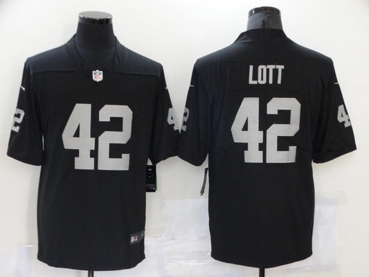 Men's Las Vegas Raiders Ronnie Lott #42 Black Game Jersey1