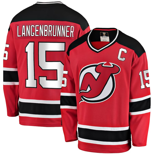 Men's New Jersey1 Devils Jamie Langenbrunner #15 Red Player Game Jersey1