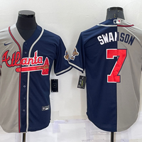 Men's Atlanta Braves Dansby Swanson #7 Navy/Gray Stitched Jersey1