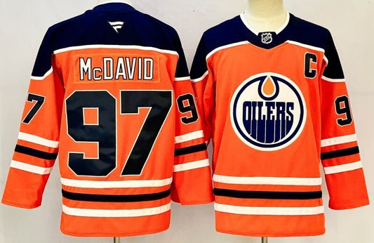Men's Edmonton Oilers Connor McDavid #97 Fanatics Orange Player Jersey