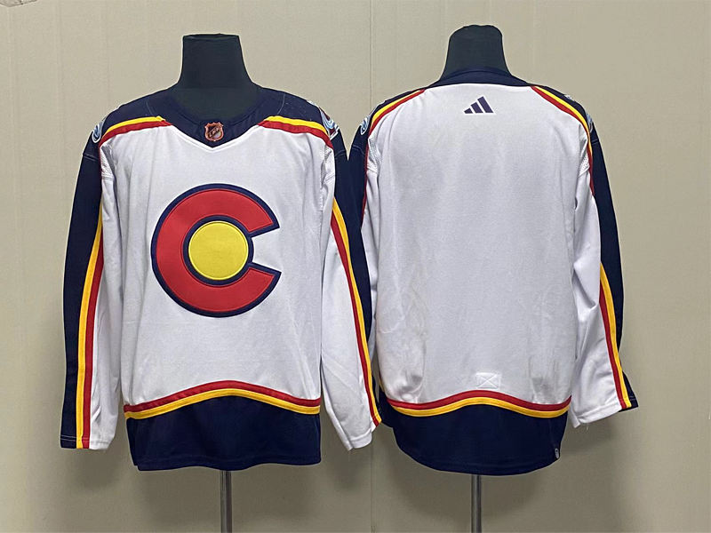 Men's Colorado Avalanche White Blank Player Jersey1