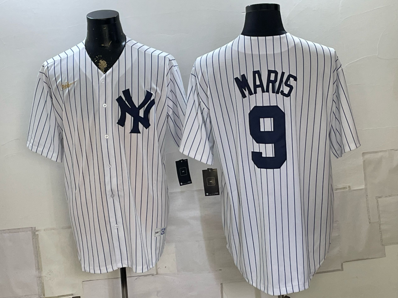 Men's New York Yankees Roger Maris #9 White Home Replica Jersey