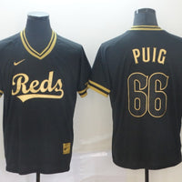 Men's Cincinnati Reds Yasiel Puig #66 Black Replica Baseball Jersey1