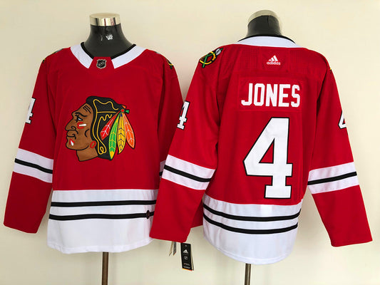 Men's Chicago Blackhawks Seth Jones #4 Red Home Breakaway Player Jersey1