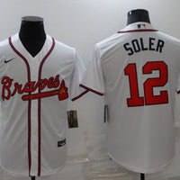 Men's Atlanta Braves Jorge Soler #12 White Replica Player Jersey1