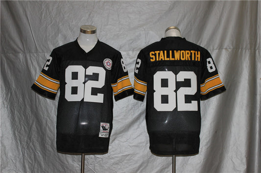 Men's Pittsburgh Steelers John Stallworth Mitchell & Ness Black Legacy Replica Jersey1