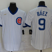 Men's Chicago Cubs1 Javier Baez #9 White Stitched Jersey