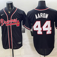 Men's Atlanta Braves Hank Aaron #44 Black Replica Player Jersey