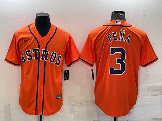 Men's Houston Astros Jeremy Pena #3 Orange Replica Player Jersey1