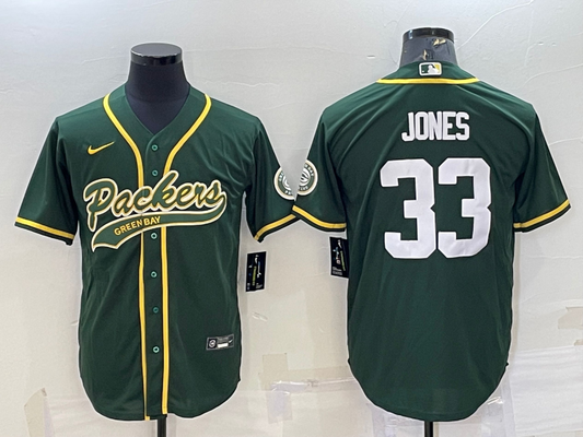 Men's Green Bay Packers Aaron Jones #33 Green Game Jersey1 Joint Edition