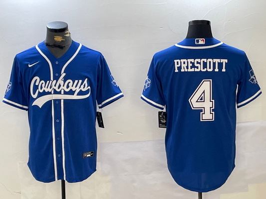 Men's Dallas Cowboys Dak Prescott #4 Royal Game Jersey1
