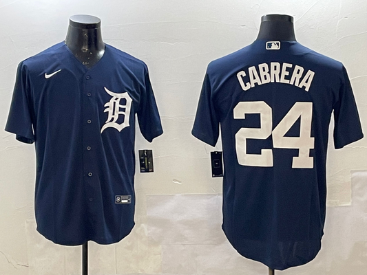 Men's Detroit Tigers Miguel Cabrera #24 Navy Replica Game Jersey1