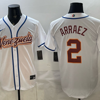 Men's Venezuela Baseball Luis Arraez #2 White 2026 World Baseball Classic Stadium Jersey