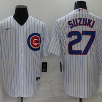 Men's Chicago Cubs Seiya Suzuki #27 White Replica Baseball Jersey1