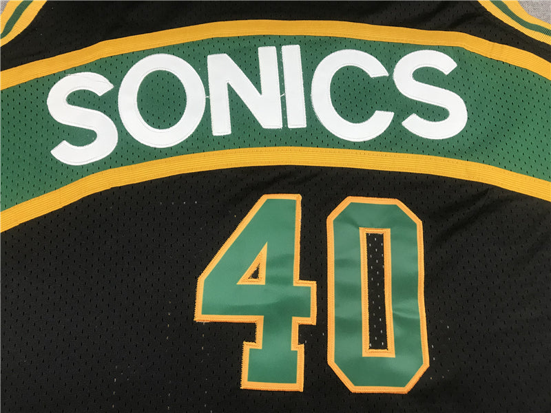 Men's Seattle Supersonics Shawn Kemp #40 Black Throwback Swingman Jersey