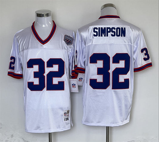 Men's Buffalo Bills OJ Simpson Mitchell & Ness White Legacy Replica Player Jersey1