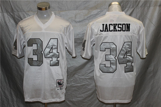 Men's Oakland Raiders Bo Jackson Mitchell & Ness White Legacy Replica Player Jersey1