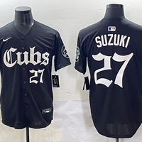 Men's Chicago Cubs Seiya Suzuki #27 Black Replica Player Jersey