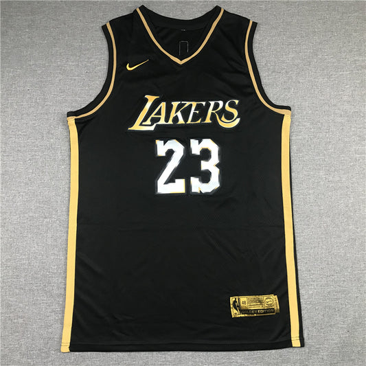 Men's Los Angeles Lakers LeBron James #23 Black Swingman Player Jersey1