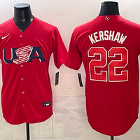 Men's USA Baseball Clayton Kershaw #22 Red 2026 World Baseball Classic Stadium Jersey
