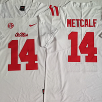 Men's Ole Miss Rebels DK Metcalf #14 White Player Game Jersey