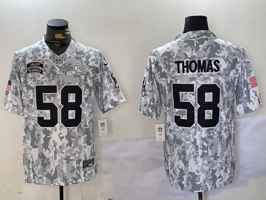 Men's Kansas City Chiefs Derrick Thomas #58 Arctic Camo 2024 Salute to Service Retired Player Limited Jersey1