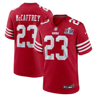 Men's San Francisco 49ers Christian McCaffrey #23 Scarlet Super Bowl LVIII Game Jersey1