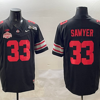Men's Ohio State Buckeyes Jack Sawyer #33 Black 2025 CFP Final National Champions Patch F.U.S.E. Jersey
