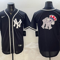 Men's New York Yankees Fashion Black Out Replica Player Jersey