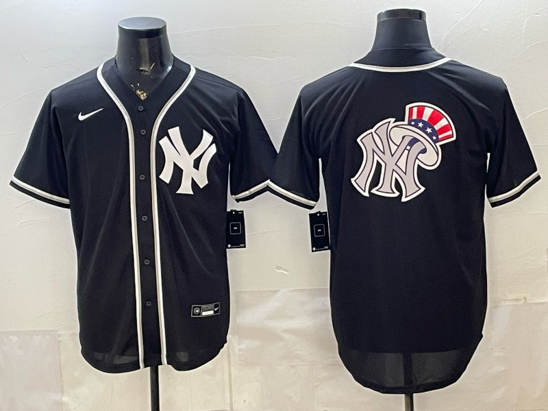 Men's New York Yankees Fashion Black Out Replica Player Jersey