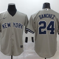 Men's New York Yankees Gary Sanchez #24 Gray Replica Baseball Jersey1