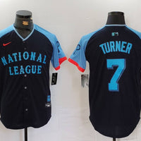 Men's National League Trea Turner #7 Navy 2024 MLB All-Star Game Limited Player Jersey1