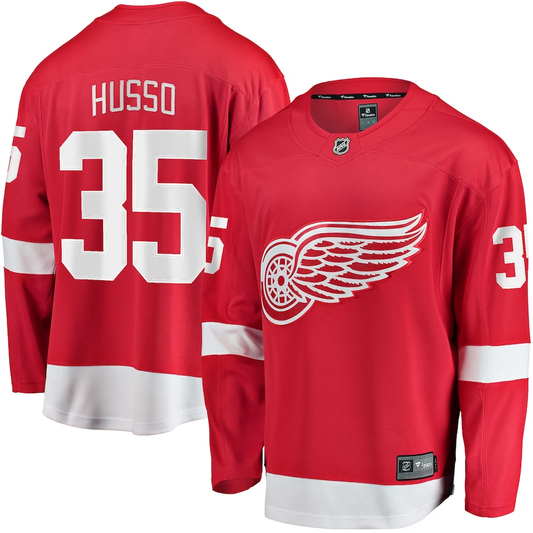 Men's Detroit Red Wings Ville Husso #35 Red Home Breakaway Player Jersey1
