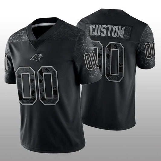 Custom1 Carolina Panthers Football Stitched Black RFLCTV Limited Jersey1 Stitched American Football Jerseys