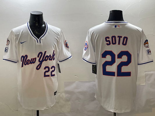 Men's New York Mets Juan Soto #22 White Replica Player Jersey1