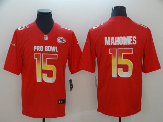 Men's Kansas City Chiefs Patrick Mahomes #15 Red All Star Game Jersey1