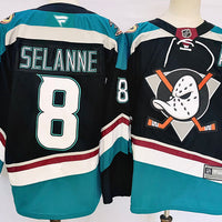 Men's Anaheim Ducks Teemu Selanne #8 Black Game Jersey1