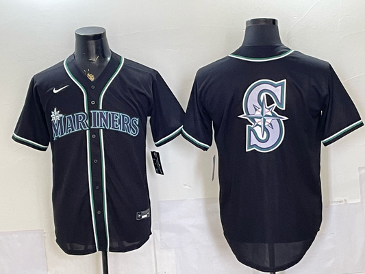 Men's Seattle Mariners Black Fashion Replica Out Jersey